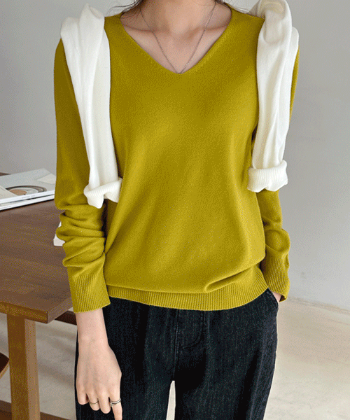 [8color♡베이직니트] 플리 여성 브이넥 헤라시 베이직 기본 무지 스탠다드 이너 긴팔 니트 티셔츠 봄 가을