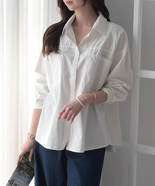 [6color♡] 크로뱃 여성 오버핏 데일리 긴팔 셔츠 기본 무지 사계절 베이직 남방