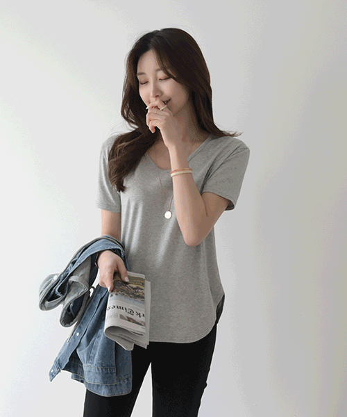 [모달37%♡] 아너스 베이직 무지 모달 스판 반팔 티셔츠 이너 레이어드
