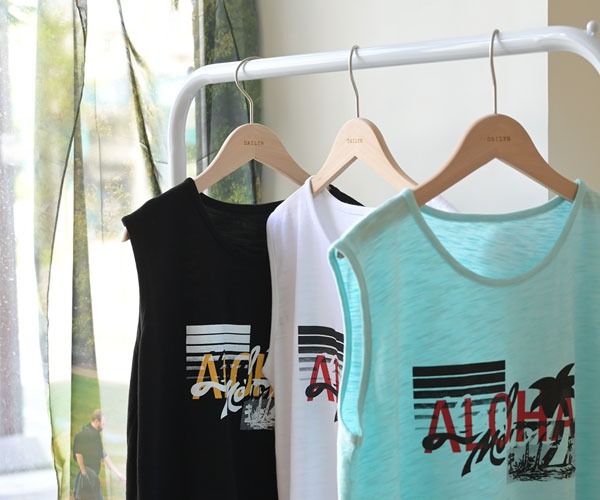 타히티 여름 프린팅 슬라브 민소매 티셔츠 나시티