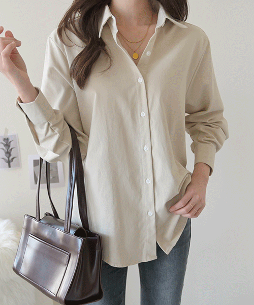 [7color♡피치기모] 프린스 피치 기모 여성 루즈핏 겨울 베이직 레이어드 밑단 라운드 긴팔 셔츠 남방