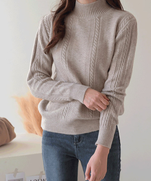 [8color] 뉴튼 꽈배기 짜임 반목 부드러운 반폴라 니트 스웨터