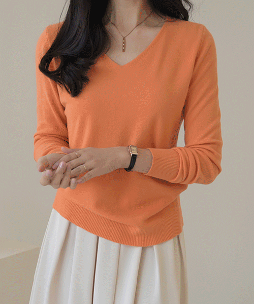 [10color♡소장추천] 에녹 여성 브이넥 베이직 기본 헤라시 스탠다드 이너 긴팔 니트 티셔츠 봄 가을