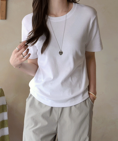 [베이직♡] 올데이 반팔 무지 면 티셔츠 여성 텐션 레이어드 이너티셔츠